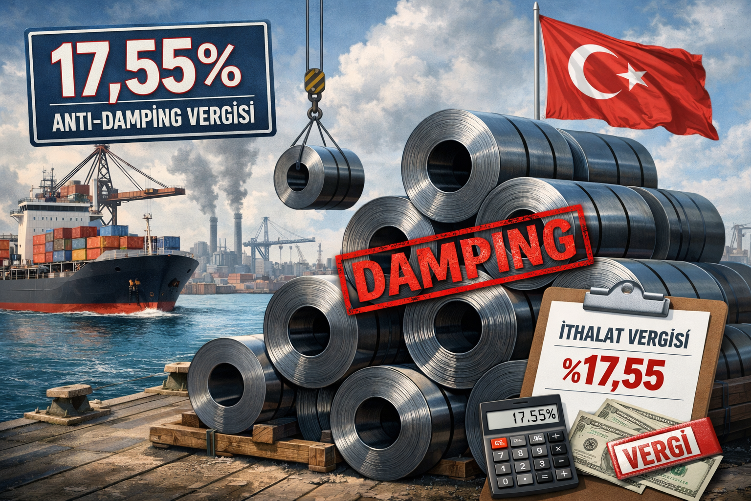 Sıcak rulo sac ithalatında damping tespit etti yüzde 17,55 oranında vergi